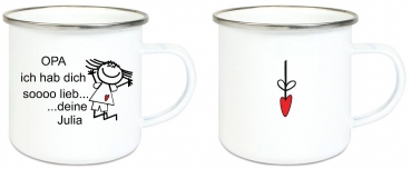 Preview: ♥ Tasse Emailletasse Strichmännchen Opa ... Name,  Wunschname, Dankeschön, Abschied, Jubiläum, Geschenk, Becher von Lüttentüddel - Kopie
